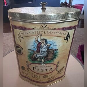 Vintage Luce DeCielo Pasta Tin Scalloped Shape Container With Lid Bristol Ware